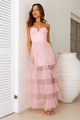 Queen Thoughts Tulle Maxi Dress Pink