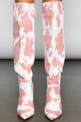 Moo Over Denim Knee-High Stiletto Boots