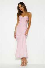 Magic In Her Vibe Satin Maxi Dress Pink