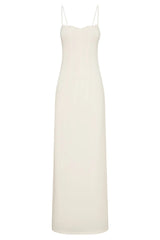 Lace Trim Maxi Dress - Bone