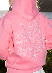 "Hawaii Hibiscus" Hoodie in Sonic Pink