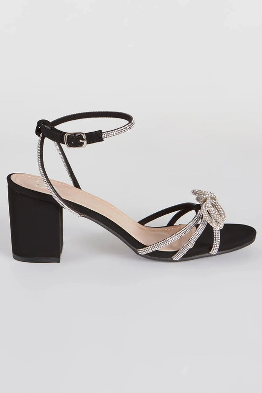 All That Glamour Rhinestone Bow Low-Block Heels