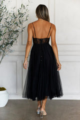 Top Of The Tower Tulle Midi Dress Black