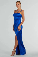 Mayra Formal Satin Slit Long Dress