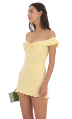 Off Shoulder Twist Dress in Yellow