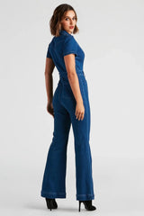 Gimme The Flare Denim Jumpsuit