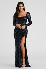 Formal Sequin Lace-Up Dress