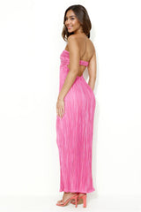 Wearing This Tonight Plisse Strapless Maxi Dress Pink