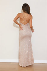 Perfect Attraction Sequin Maxi Dress Champagne