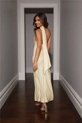 Satin Maxi Dress Yellow