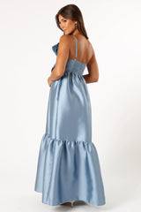 Betina Bow Front Maxi Dress - BLUE/DUSTY ROSE