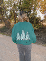 Winter Green Christmas Tree Embroider Sweatshirt