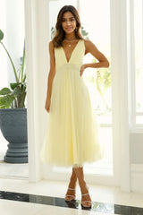 Summer Cinderella Midi Dress Lemon