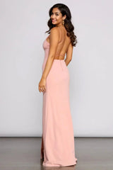 Lace-Up Back Formal Dress