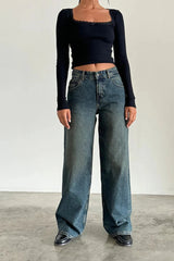 Roomy Extra Wide Jeans in Brown Blue Acid