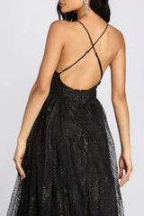 Formal Plunging Glitter Dress