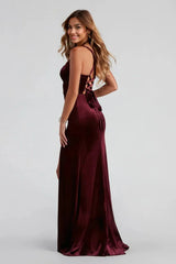 Lace-Up Back Velvet Dress