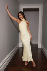 Satin Maxi Dress Yellow