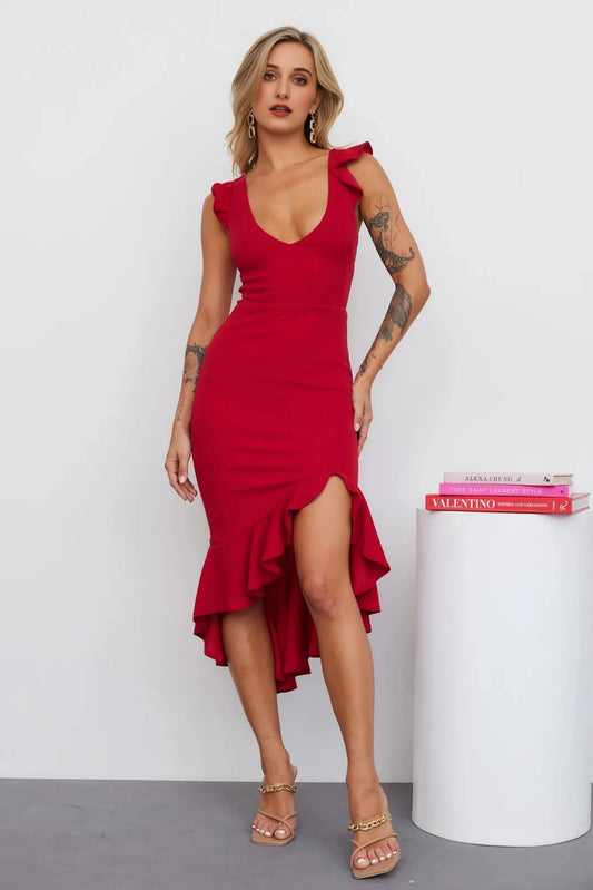 Samba Away Midi Dress Red