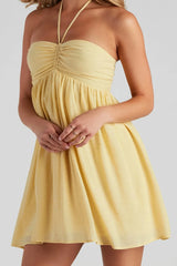 Feel The Sun Halter Sweetheart Skater Dress