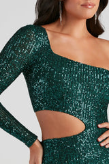 Sparkle Party Sequin One-Shoulder Mini Dress