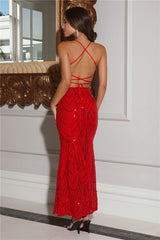 Own The Club Sequin Maxi Dress Red