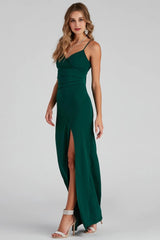 Sasha Formal High Slit Wrap Dress