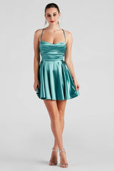 Sleek And Flirty Satin Skater Dress