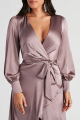 Kali Formal Satin Wrap Dress