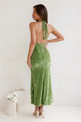 Magical Ivy Halter Maxi Dress Green