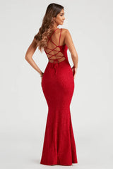 Rachel Formal Glitter Lace-Up Dress