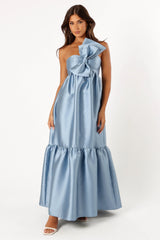 Betina Bow Front Maxi Dress - BLUE/DUSTY ROSE