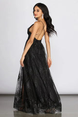 Mona Formal Plunging Glitter Dress