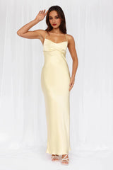 The Samara Satin Maxi Dress Yellow