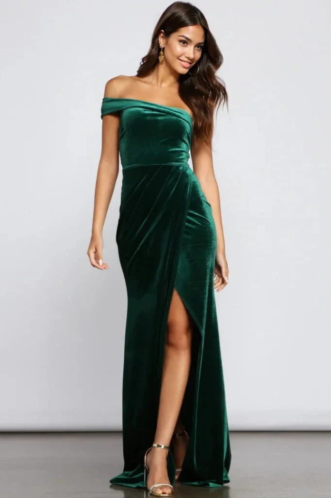 Cleo Formal One-Shoulder Velvet Dress