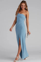 Iris One-Shoulder Crepe Dress