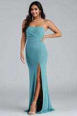 Strapless High Slit Formal Dress