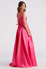 Satin Lace-Up A-Line Ball Gown