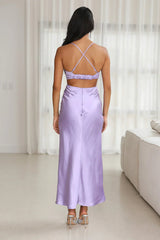 Grandest Entrance Satin Maxi Dress Lilac