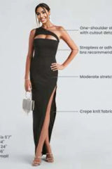 One-Shoulder Cutout Slit Formal Dress