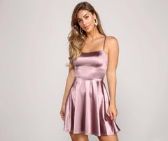 A Moment In Satin Skater Dress