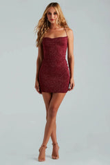 Kindra Formal X-Back Glitter Bodycon Dress