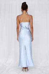 The Penelope Cowl Satin Maxi Dress Blue