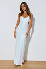 Peak Brilliance Sequin Maxi Dress White