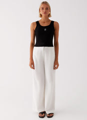 Heatwave Linen Wide Leg Pants - White