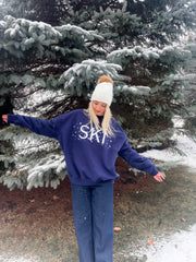 Ski Snowflake Embroider Sweatshirt