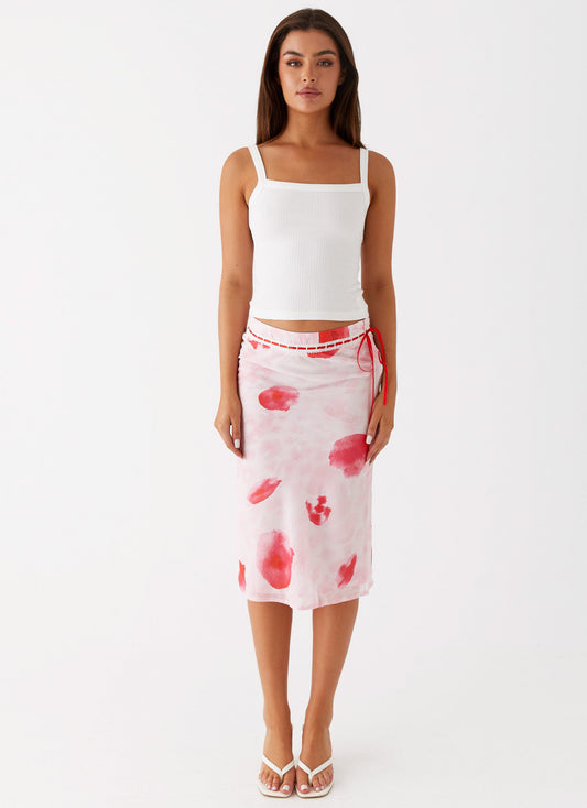 Peony Quartz Midi Skirt - Pink Poppy