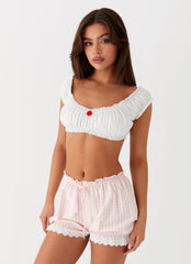 Weston Lace Trim Shorts - Pink Gingham