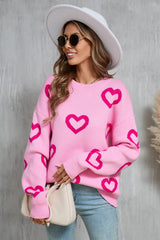 Pink Heart Baggy Sweater