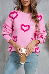 Pink Heart Baggy Sweater